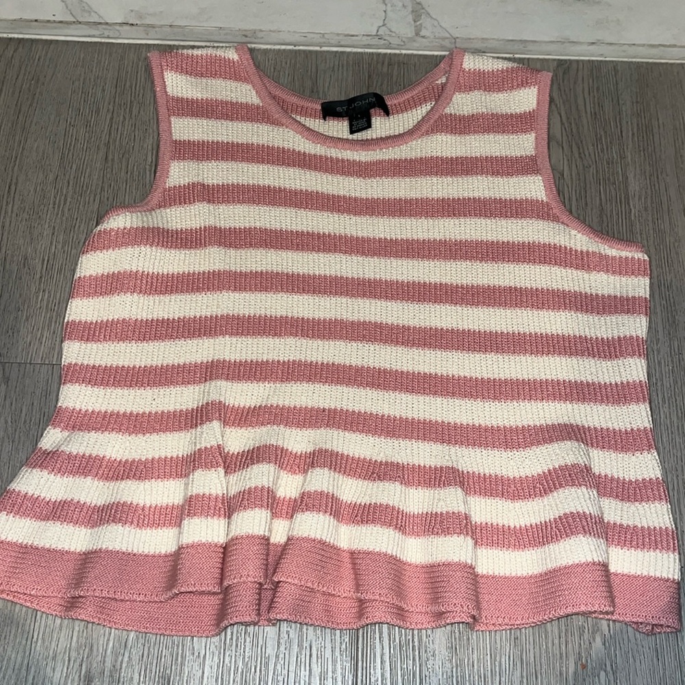 Like New St. John pink and white blouse